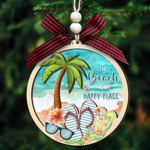 2 x Beach Gifts for Women Men - Beach Ornaments - Decoration Gifts for Family, Friends, Couple - Beach Themed Gift - Beachy Coastal Christmas Decor - Wooden Christmas Ornament 2025