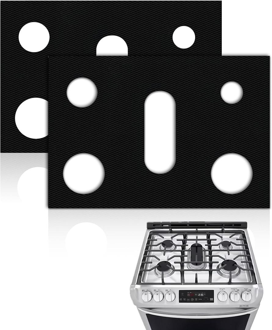 Stove Top Covers for Gas Burners,Non-Stick Stove Guard for Gas Stoves, Gas Stove Cover for Samsung Gas Stove, Reusable Stove Covers for Gas Stove Top (Black, 2-PACK)