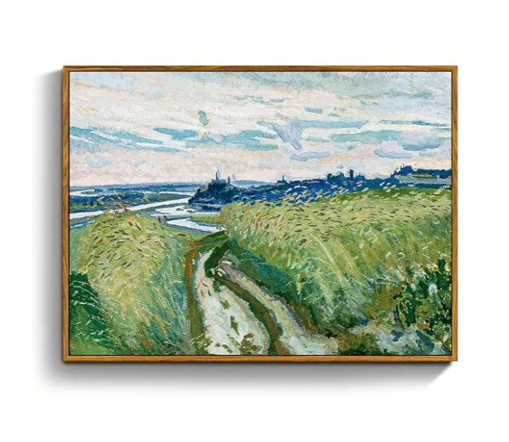crmotu Vintage Framed Wall Art, Rural Landscape Oil Paintings, Nature Scenery Canvas Prints, Abstract Wilderness Path Wall Decor for Bedroom Bathroom Kitchen Rustic Home Aesthetic Pictures 16x24in