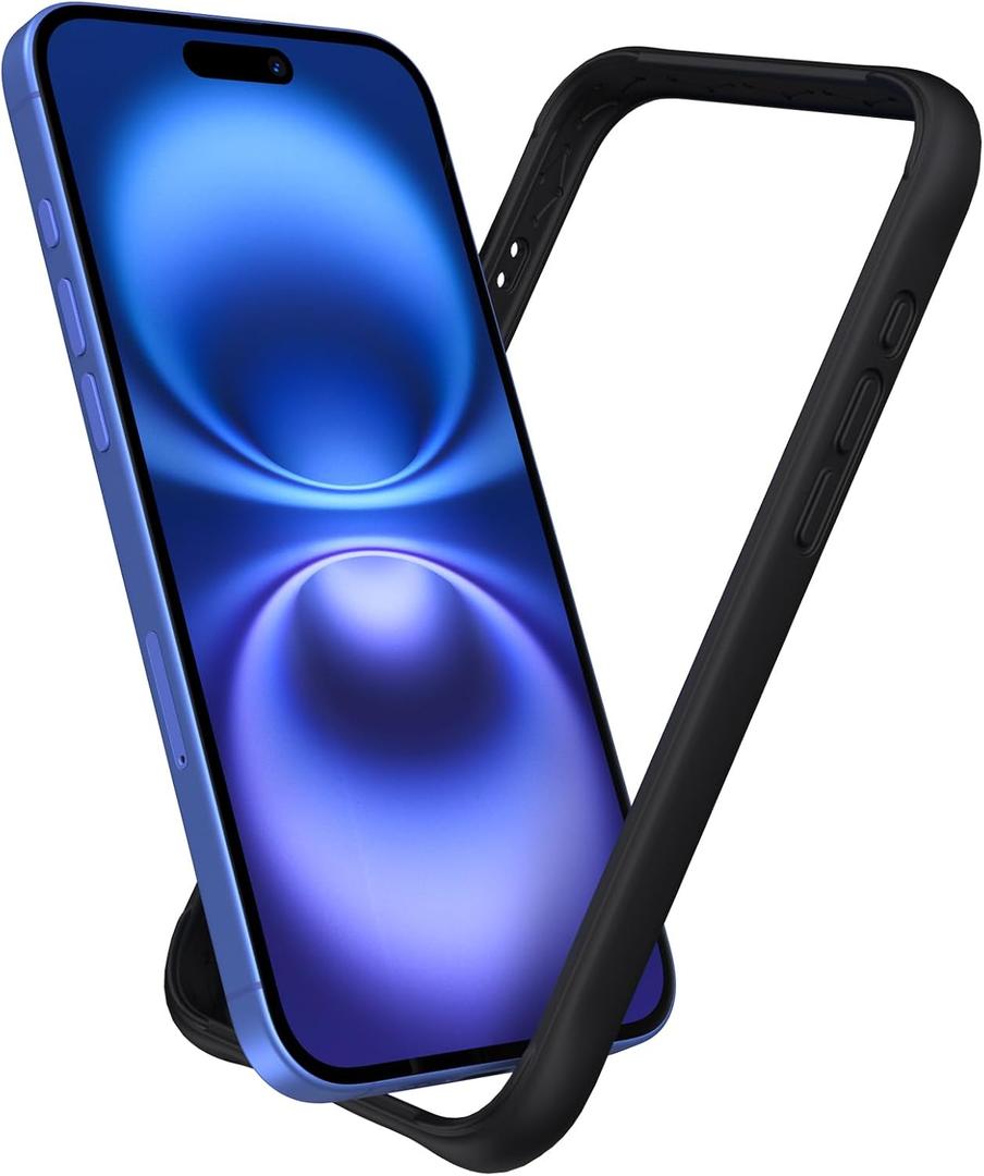 K TOMOTO Compatible with iPhone 16 Bumper Case (6.1 Inch), Liquid Silicone Frame Case [Shock-Absorb] [Raised Edge Protection] [Drop Protection] [Silky And Soft Touch], Black