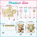 33 Pcs Bear Gender Reveal Cake Toppers, Pink and Blue Bear Cake Decorations with Stars, Pearl Balls, We Can Bearly Wait Cake Topper for Baby Shower, Boy or Girl, He or She Gender Reveal Party