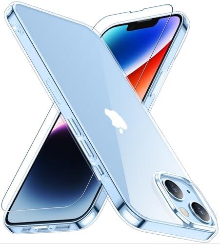Redpepper for iPhone 14 Plus Case[Not-Yellowing] Shock-Absorbing,Anti-Scratch and Crystal Clear with 1 Pcs Tempered Glass Screen Protector for 6.7 inch-Clear 2 PACK