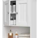 Treocho Wood Wall Cabinet, Bathroom Medicine Cabinet Storage with Doors and Adjustable Shelf, Rustic Cabinet Wall Mounted for Bathroom, Livingroom, Kitchen, Cupboard, White