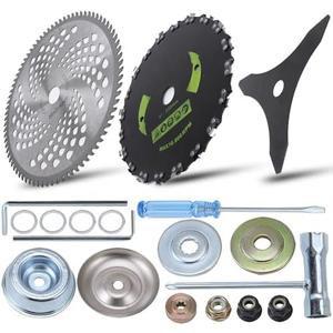 9" x 20T Chainsaw Tooth Cutter,10" x 80T Carbide Tip Brush Blades,10" x 3 Teeth Carbon Steel Brush Cutter Blades with Universal Adapter Kit Compatible with Cutter, Trimmer, Weed Eater