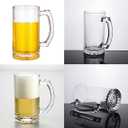Okllen 8 Pack 16 Oz Glass Beer Mug with Handle, Heavy Large Glass Steins Beer Cups with Stainless Steel Straws, Heavy Base, Thick Drinking Glasses for Freezer, Bar, Cocktail, Alcohol, Beverages, Soda