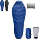 SYWSKW Down Sleeping Bag with Pillow for Backpacking,15℉ 5℉ 0℉ Wide Down Sleeping Bag (86.6 in x 33.5 in) for Adults,Teens,Youth Camping and Hiking Outdoor with 680FP Duck Down (Blue（2.65lb）)