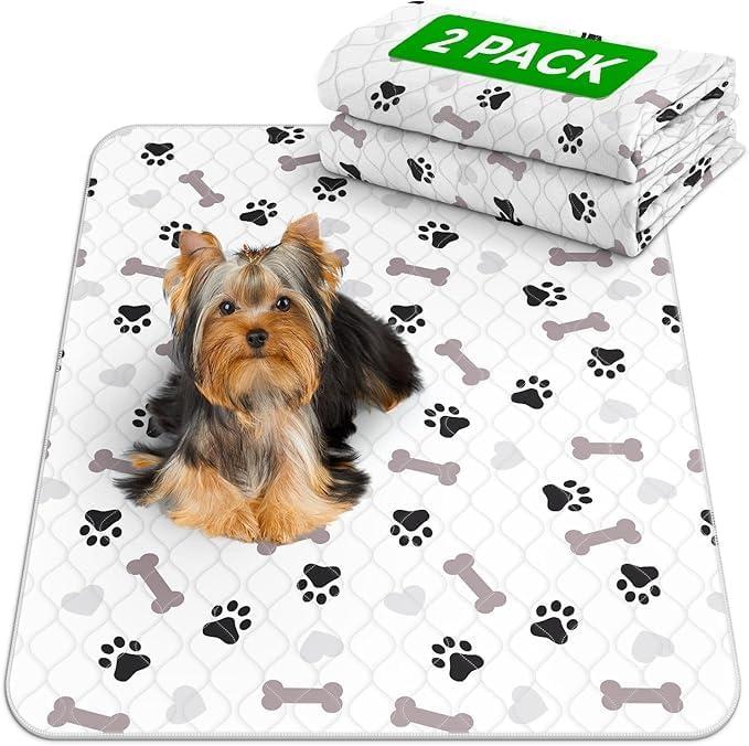 GREEN LIFESTYLE Washable Underpads Pack of 2 - 34x36 and Pack of 2 - 41x41 Bundle - Large Pee Pads for Dogs, Machine Washable Reusable Puppy Pads, Waterproof Pet Training Pad, Dog Pee Pad