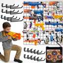 Wall Mount Toy Gun Storage Organizer,Organizer for Toy Guns with Shooting Practice Target Toys Storage Bag and Hooks,Toys Gun Holder Gun Rack for Foam Blasters Guns Accessories Game Room