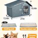 Weatherproof Heated Cat Houses for Outdoor Cats - Insulated Cat Shelter for Winter with Thermostatic Heating Pad and Escape Door, Warm Outside Pet House Gift for 1-2 Feral Cats (Medium)