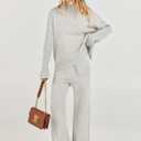 ANRABESS Women's 2 Piece Outfit Sweater Lounge Sets Long Sleeve Knit Pullover Wide Leg Pant Tracksuit Loungewear 2025 Fashion (Gray, M)