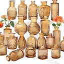 Set of 22 Amber Glass Mini Bud Vase For Bulk Rustic Wedding Decorations, Centerpieces, Vintage Look Home Table Flower Dcor,Clear