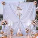 60 ft x 10 ft Wrinkle Free White Backdrop Curtain for Parties, 12 Panels 10ft Polyester White Photo Backdrop Drapes for Graduation Birthday Wedding Party Stage Curtains