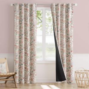 Vangao Pink Nursery Curtains for Girls Room Floral Blackout Dorm Curtains 84 Inch Length Farmhouse Drapes for Bedroom Room Darkening Flower Patterned Window Treatment for Kids Set of 2