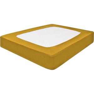 Box Spring Cover King Size ~ 100% Egyptian Cotton Wrap Around 4 Sides Bed Skirt, Fits Box Springs up to 19” - King, Golden