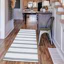 Chardin home Farmhouse Rug Runner 2x8 feet Grey & White Stripes | Recycled Cotton Hand Woven Rug, Long Boho Rug | Perfect for Hallways, Kitchens, Bathroom, bedrooms, Meditation Yoga Mat