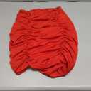 YMDUCH Women's Sexy High Waist Solid Tight Ruched Bodycon Mini Club Skirt (Medium, Red)