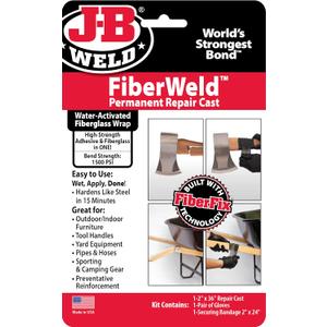 FiberWeld Permanent Repair Cast 2x36 Inch - High Strength Adhesive Fiberglass Wrap - Black, 38236