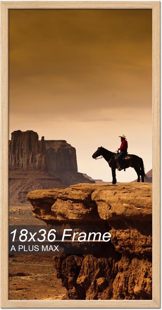 A PLUS MAX 18x36 Picture Frame Natural Light Weight Wall Mount
18 x 36 Inch Natural Wood-grain Engineered Wood Material Frame for 18by36 Rectangular Photo Poster - 1 Pack/Natural/18x36
