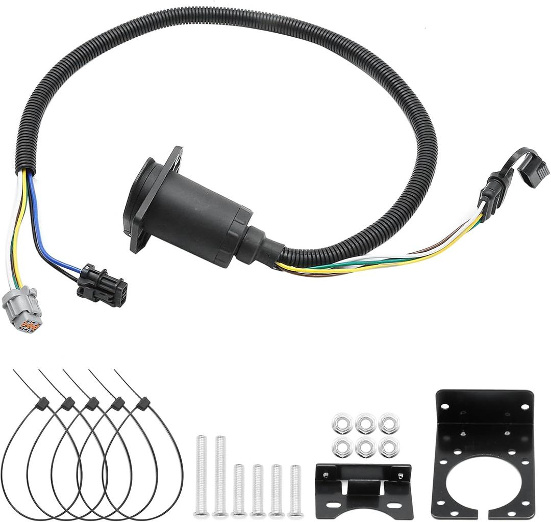 4-Flat 7-Way Plug Trailer Wiring Harness, Replacement for Nissan Frontier Pathfinder Xterra 2005-2023, Replacement for Suzuki Equator 2009-2012