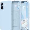 Magnetic for iPhone 16 Case, Compatible with MagSafe, [Screen Protector + Full Camera Protection], Silicone Shockproof Anti-Scratch Protective Phone Case for iPhone 16 6.1", Light Blue