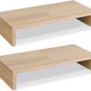 TEAMIX 2 Pack Monitor Stand Riser-20 inch, Wooden Desktop Riser for TV/PC/Laptop/Printer, Cozy Monitor Riser with Storage, Computer Stand Space-Saving (Maple)