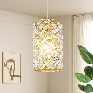 Biewalk Gold Pendant Light Fixtures Modern Gold Pendant Lighting Crystal Chandeliers Adjustable Pendant Light Fixture for Kitchen Island Dinning Room Corridor Bedroom (Pack of 1)