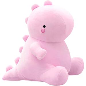 VHYHCY Cute Dinosaur Plush Toys, Fat Dinosaur Stuffed Animals Dolls, Soft Plush Dino Plushie, Birthday Gifts for Kids Girls Boys Pink 12 inch