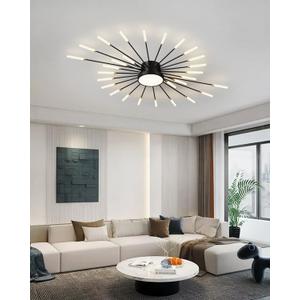 Ceiling Light Modern LED Ceiling Lamps,Flower Shape Ceiling Lights,Flush Mount Chandelier,Metal Acrylic Ceiling Lamps,Living Room Light Fixtures Ceiling for Bedroom,Dining Room(Black,28+1 Heads)