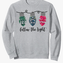 Follow the Light Christ Xmas Light Sweatshirt XL