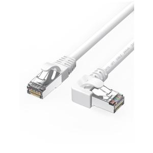 90 Degree Cat6 Ethernet Cable White Right Angle Cat 6 Ethernet Patch Cable 10FT LEFTward RJ45 Network Internet Cable-Left Angle, 10FT