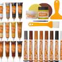 REALINN Wood Furniture Repair Kit- Set of 28 - Touch Up Markers, Fillers with Wood Putty - Repair Scratch, Cracks, Hole, Discoloration for Wooden Door, Floor, Table, Cabinet