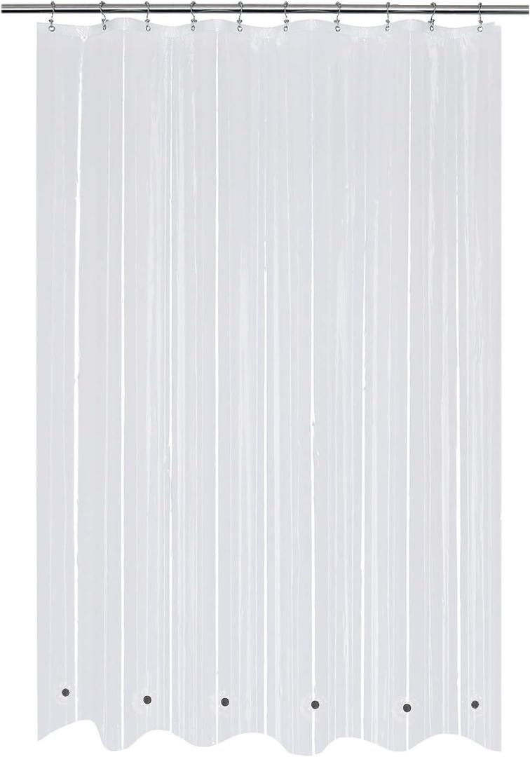 Mrs Awesome 60x72 Shower Curtain Liner with 6 Magnets Clear PEVA, 10 Hole Thick Plastic Shower Curtain for Bathroom, Waterproof, 60 x 72 inches, Clear