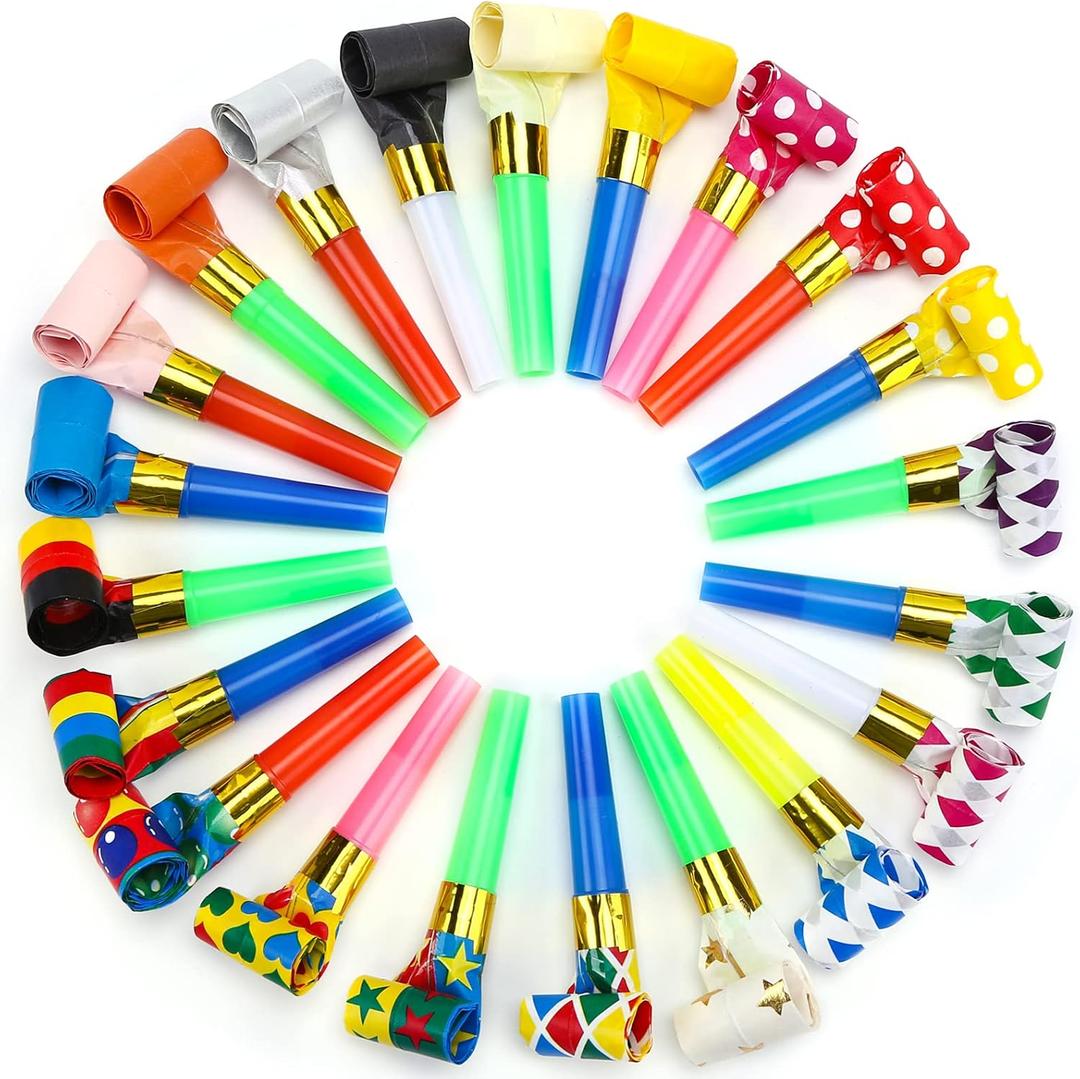 Koogel 100 PCS Party Blowers Blowouts Noisemaker Set, Fun Colorful Whistles & Horns for Christmas, New Year's Eve & Birthday Graduations Party Favors, Adult & Kids Celebration Supplies