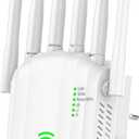 WiFi Extender Signal Booster for Home with 6 Antennas, Stable & Powerful up to 10000 Sq.ft for 88+ Devices, Internet Booster, WiFi Repeater & Wireless Access Point (Matte White)