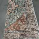 Area Rugs 8'x10' Washable Non-Slip, Floral Vintage Distress Print Pattern Medallion Carpet for Living Room Bedroom Dining Room, Brick Red Rust Neutral Brown Burnt Orange Green