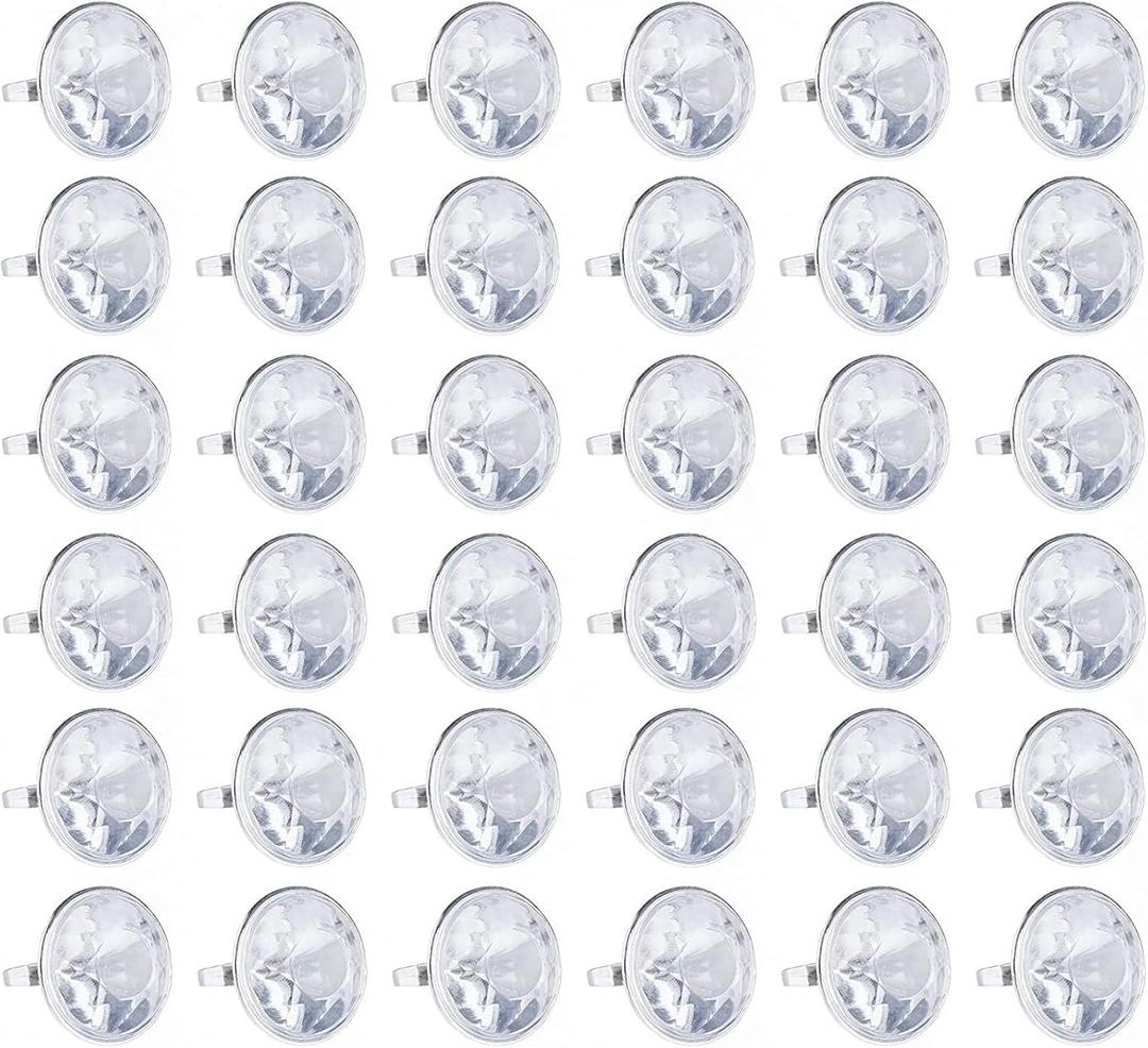 BLUE PANDA 36 Pack Plastic Diamond Rings for Bridal Shower Game, Bulk Set for Bachelorette Party Favors (1 x 1.5 In) - Bachelorette Party Accessories - Fake Diamond Ring