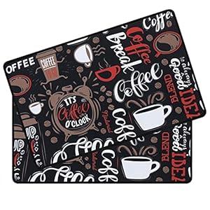 SHACOS Coffee Mat 2-Pack 12x19 Inch Absorbent Non Slip Coffee Maker Mats for Countertop Coffee Bar Accessories Dish Drying Mat Waterproof Heat Resistant, Vintage Black