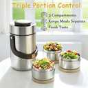 67oz Adults Stainless Steel Vacuum Insulated Thermal Lunch Box, 3 Tier Stackable Sealed Leak-Proof Wide Mouth Portable Bento Food Container, Hot Food Thermo Jar for Soup Office & Outdoor (Silver)