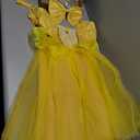 Berlune Princess Costumes for Girls Princess Dress up Accessories for Kids Cosplay Dress Halloween Party Birthday Outfit(45Y,Yellow)