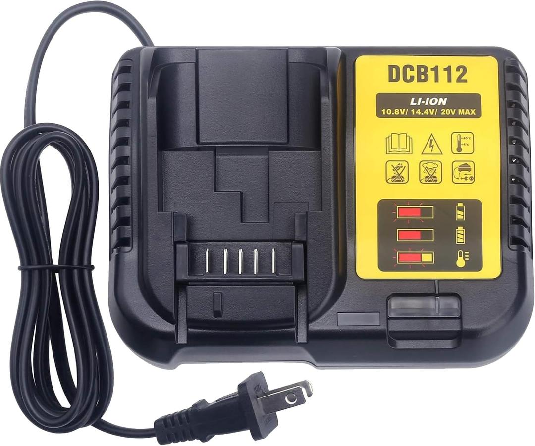 DCB112 20V MAX Rapid Charger Replacement for De-Walt Battery Charger, Compatible with De-Walt 12V-20V Lithium Battery