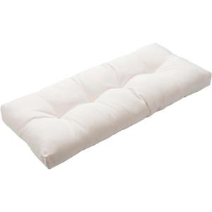 Magpie Fabrics Patio Bench Cushion 42"x18", Indoor/Outdoor Non-Slip Water Resistant Long Seat Pads, Tufted Loveseat Cushion for Swing, Settee, Window, Garden, Wicker, Front Porch(Recycled Cream White)