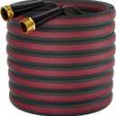 100ft Non-Expanding Garden Hose with 8-Layer Latex Core, Lightweight & Kink-Free, Flexible Heavy Duty Water Hose for Lawn, Yard, Car Washing (3/4" Solid Brass Fittings, Crush-Resistant)