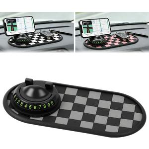 Mobile Phone Bracket Anti-Slip Mat, Multifunction Car Dashboard Mat with Temporary Parking Number, Universal Anti-Slip Car Dashboard Mat for Phones Sunglasses and Keys Gadget (Gray-Black)