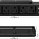 40W Under Desk Power Strip Mountable,20W USB-C Fast Charging Flat Plug Power Strip Surge Protector 1200J,9 in 1 Desk Outlet,5 Outlets,2 USB-C,2 USB-A,6FT Extension Cord Black