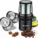 Secura Electric Coffee Grinder and Spice Grinder with Stainless Steel Blades, 2 Removable Bowls, Black