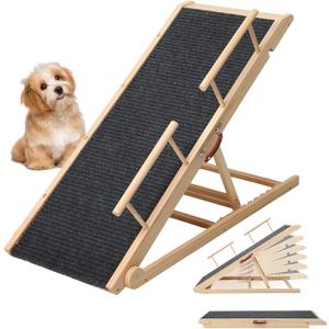 Update Dog Ramp for Bed, 47.2" Foldable Pet Ramp for Small Large Dogs, Dog Ramps for High Beds 30inches Tall, High Traction with Platform 6 Adjustable Heights 15.7"-28" Up to 200LBS