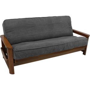 Blazing Needles Solid Microsuede Double Corded 8" to 9" Futon Cover, Full, Steel Grey
