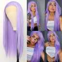 Luwigs Lavender Purple Lace Front Wigs Straight Synthetic Heat Resistant Replacement Wigs Light Pruple High Temperature Fiber Hair Cosplay Daily Wear (22 Inch, Purple,Straight)
