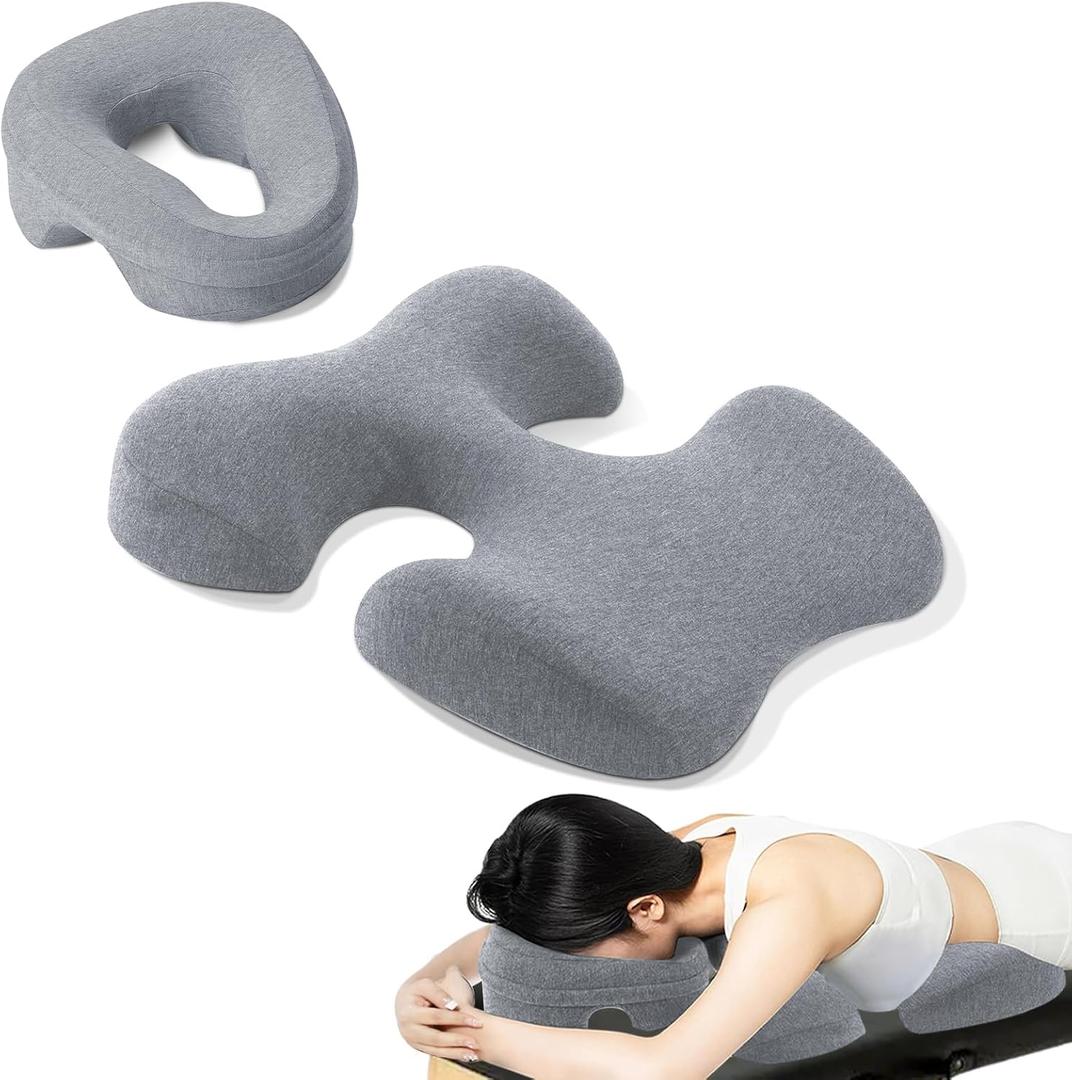 TOROKOM Breast Pillow for Massage, Massage Bolster Face Down Pillow for Sleeping Washable Soft Head Cushion and Chest Cushion for SPA Home Gray (Grey)