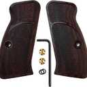Cool Hand Wood Grips for CZ 75/85 Compact, CZ P-01, P100, C100, T100, PCR, CZ 75 D, Gun Grips Screws Included, Checker Diamond Cut Texture (Brown)